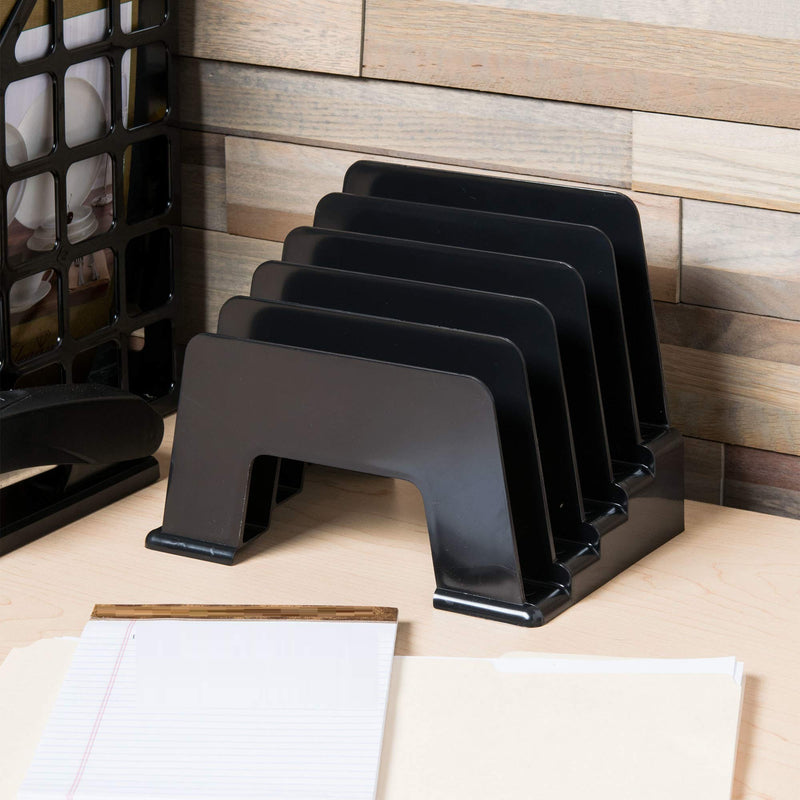 [Australia - AusPower] - 1InTheOffice Plastic Incline Desktop File Sorter, 6 Compartments, Black 