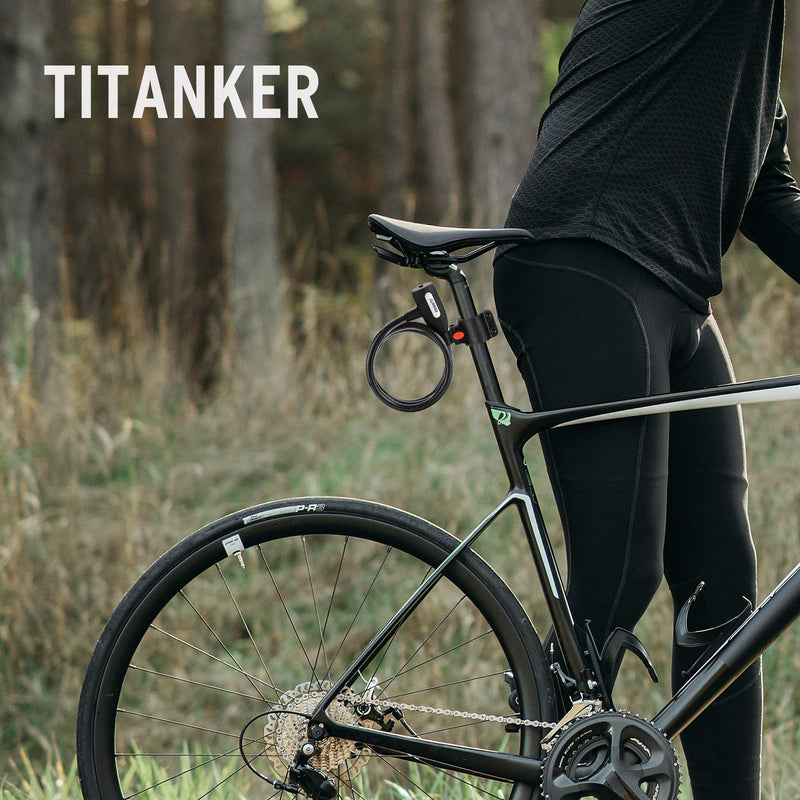 [Australia - AusPower] - Titanker Bike Lock, Bike Locks Cable Lock Coiled Secure Keys Bike Cable Lock with Mounting Bracket, 1/2 Inch Diameter 4 FT Clear Black 