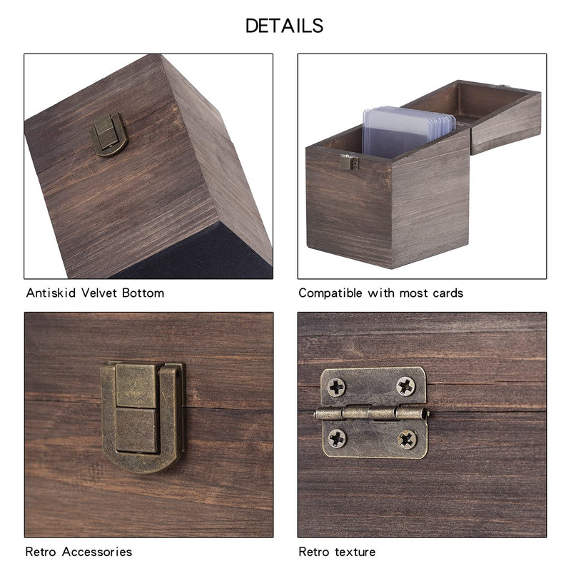 [Australia - AusPower] - BalterFF Wood Deck Box Cards Trading Cards Organizer Case Boxes Cards Holder Compatible With PM TCG Card Photo Storage Box Coffee 3.8×3.8×4.9 