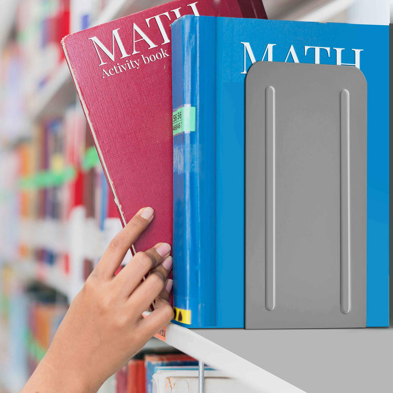 [Australia - AusPower] - Acrimet Jumbo Premium Metal Bookends 9" (Heavy Duty) (Silver Color) (1 Pair) 