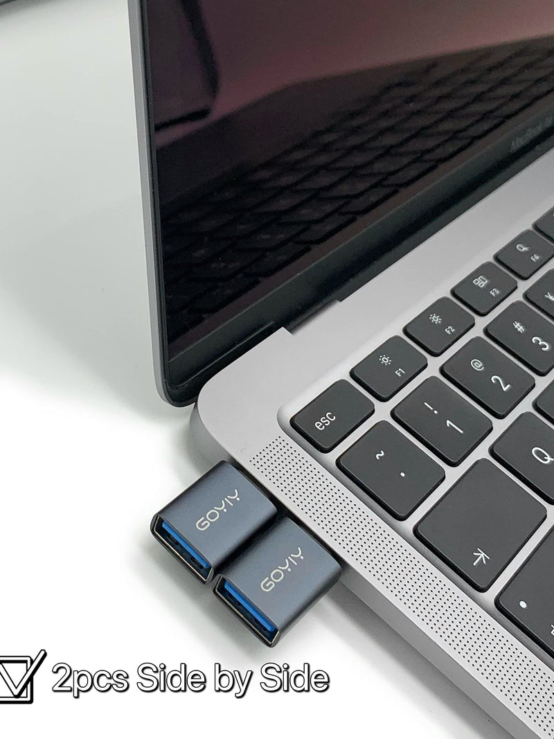 [Australia - AusPower] - GOYIY USB C to USB Adapter, USB C Male to USB Female Adapter, USB3.2 Gen 2，2-Pack, Compatible with MacBook Pro/Air, iMac, iPad Mini/Pro, Mobile Phone and Other Type C or Thunderbolt 4/3 Devices(Grey) Grey 