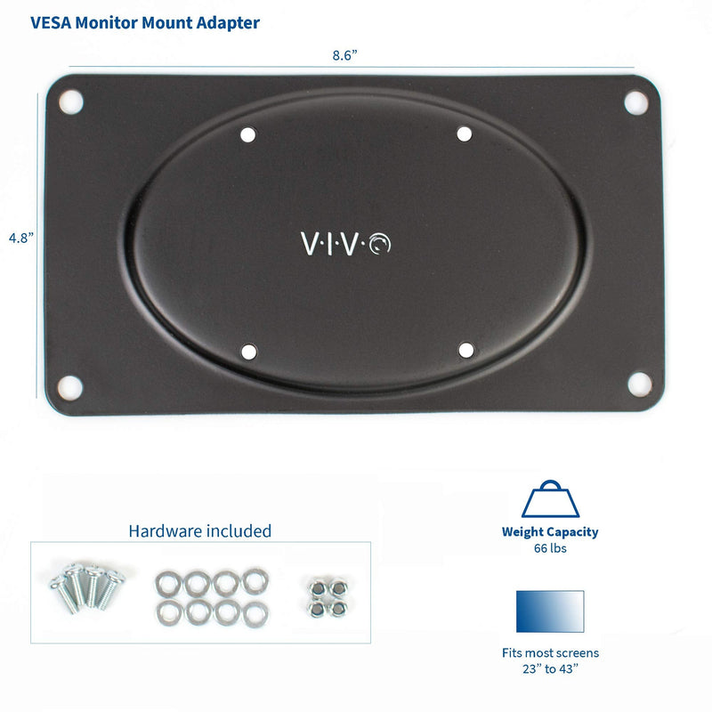 [Australia - AusPower] - VIVO Steel VESA Monitor Mount Adapter Plate for Monitor Screens up to 43 inches, Conversion Kit for VESA 200x100, MOUNT-AD2X1 