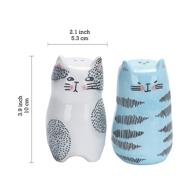 [Australia - AusPower] - Bico Cartoon Cat Salt & Pepper Shaker Set, Handpainted Stoneware, Dishwasher Safe 