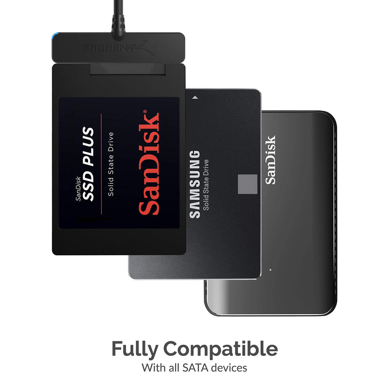[Australia - AusPower] - SABRENT USB 3.1 (Type-A) to SSD / 2.5-Inch SATA Hard Drive Adapter [Optimized for SSD, Support UASP SATA III] (EC-SS31) Hard Drive Adapter Type-A|C Black 