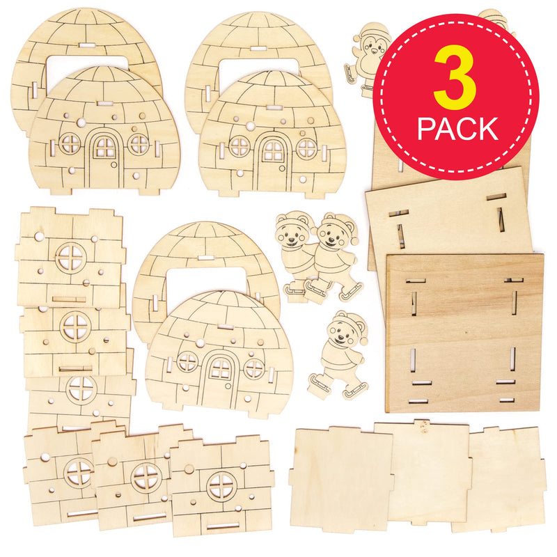 [Australia - AusPower] - Baker Ross Arctic Pals Wooden Model Kit - Pack of 3, Tealight Holder to Decorate and Display, Wooden Crafts for Children, Ideal Kids Arts and Crafts Project (FC267) 
