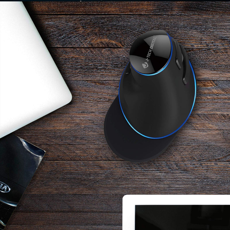 [Australia - AusPower] - J-Tech Digital Wired Ergonomic Vertical USB Mouse with Adjustable Sensitivity (600/1000/1600 DPI), Scroll Endurance, Removable Palm Rest & Thumb Buttons [V628] 