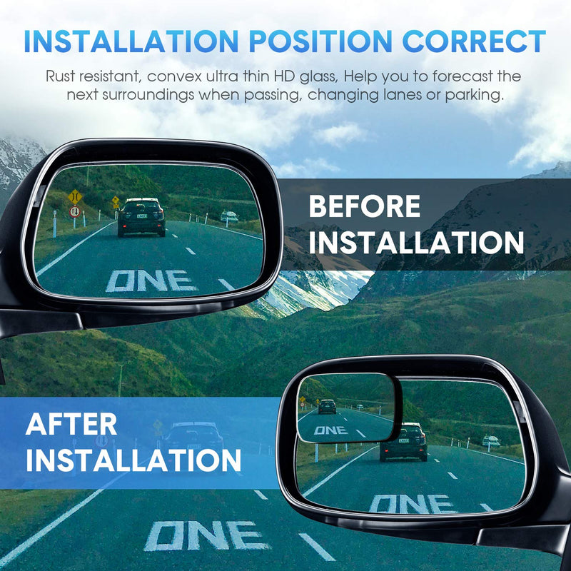[Australia - AusPower] - 4 Pieces Cars Blind Spot Mirror 360 Degree Glass Rectangle Convex Spot Frameless Adjustable Self Adhesive Wide Angle Blind Spot Mirror 