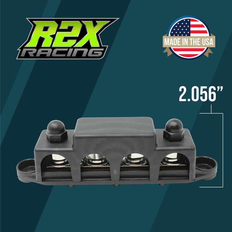[Australia - AusPower] - 4 Post Power Distribution Block Bus Bar Pair with Cover - Made in The USA - 250 Amp Rating - Marine, Automotive, and Solar Wiring (5/16") 5/16" Red/Black 