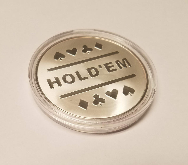 [Australia - AusPower] - 1x Omaha & Texas Hold'em Silver Plated Metal Dealer Button Great for Round by Round Poker Games 