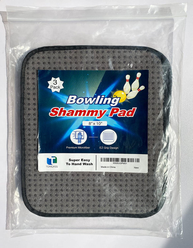 [Australia - AusPower] - (3-Pack) Microfiber Bowling Ball Towel - 10 Inches x 8 Inches Premium Quality Bowling Ball Shammy Pad with Easy-Grip Dots - Clean Bowling Ball from Dirt and Oil to Improve Grip and Precision 