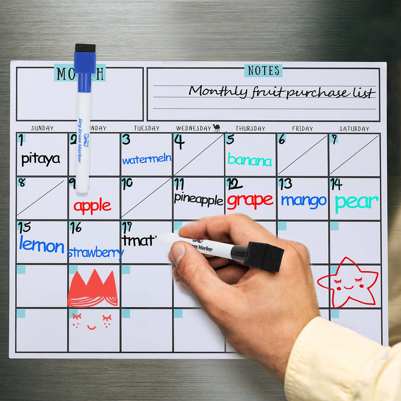 [Australia - AusPower] - Mr. Pen- Dry Erase Calendar for Fridge, Magnetic, 14.7 x 11.8", Magnetic Calendar with 4 Dry Erase Markers, Magnetic Calendar for Fridge, Magnetic Whiteboard Calendar, Dry Erase Fridge Calendar. 