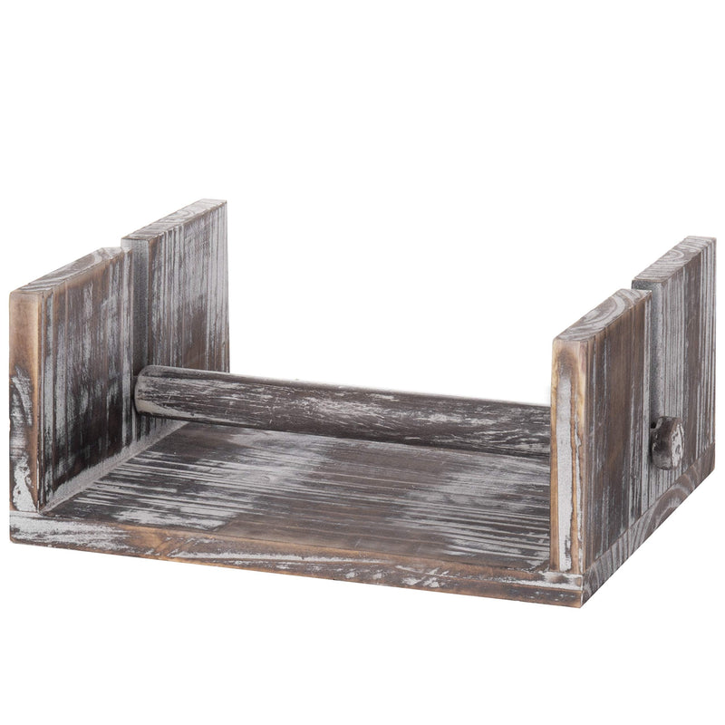 [Australia - AusPower] - MyGift Farmhouse Napkin Holder for Table, Torched Wood Horizontal Flat Paper Napkin Dispenser with Weighted Arm Torched Brown 