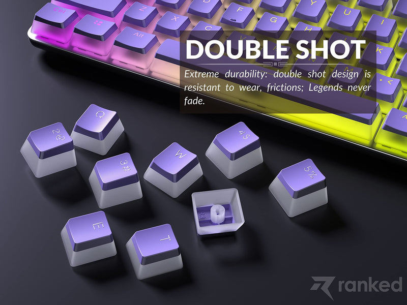 [Australia - AusPower] - Ranked Pudding PBT Keycaps | 112 Double Shot Translucent ANSI US & ISO Layout | OEM Profile for RGB Mechanical Gaming Keyboard (Lavender) 112 Keys Lavender 