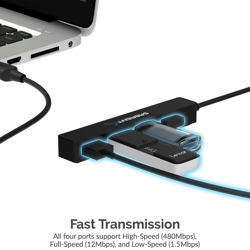 [Australia - AusPower] - SABRENT 4 Port Portable USB 2.0 Hub (9.5" Cable) for Ultra Book, MacBook Air, Windows 8 Tablet PC (HB-MCRM) 4-Port 