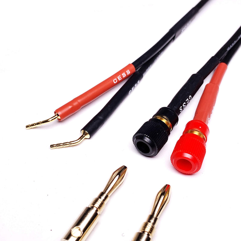 [Australia - AusPower] - CESS-087 Pin Screw Type Banana Plugs to Female 4mm Banana Jack Adapter Cables, 2 Pack 