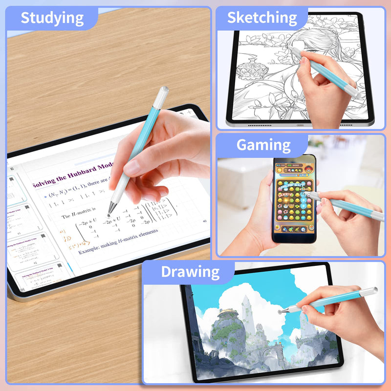 [Australia - AusPower] - Capacitive Stylus Pen for Touch Screens, High Sensitivity Pencil Magnetism Cover Cap for iPad Pro/iPad Mini/iPad Air/iPhone Series All Capacitive Touch Screens Light blue 