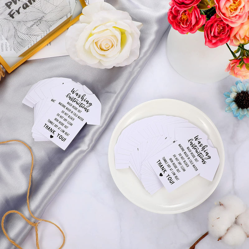 [Australia - AusPower] - 200 Pieces T Shirt Washing Instructions Cards Shirt Cleaning Care Instructions Card Customer Direction Card Small Business(White, Classic Style) White 
