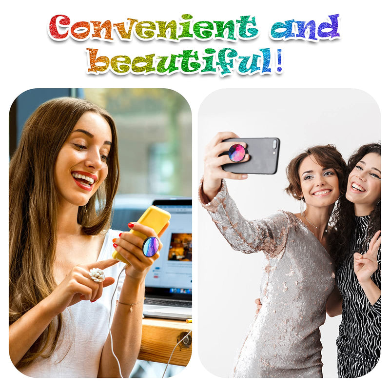 [Australia - AusPower] - 9 Pieces Cell Phone Grip Holder Collapsible Phone Holder Colorful Self-Adhesive Finger Ring Sublimation Phone Holders for Smartphone and Tablets (Nebula) Nebula 