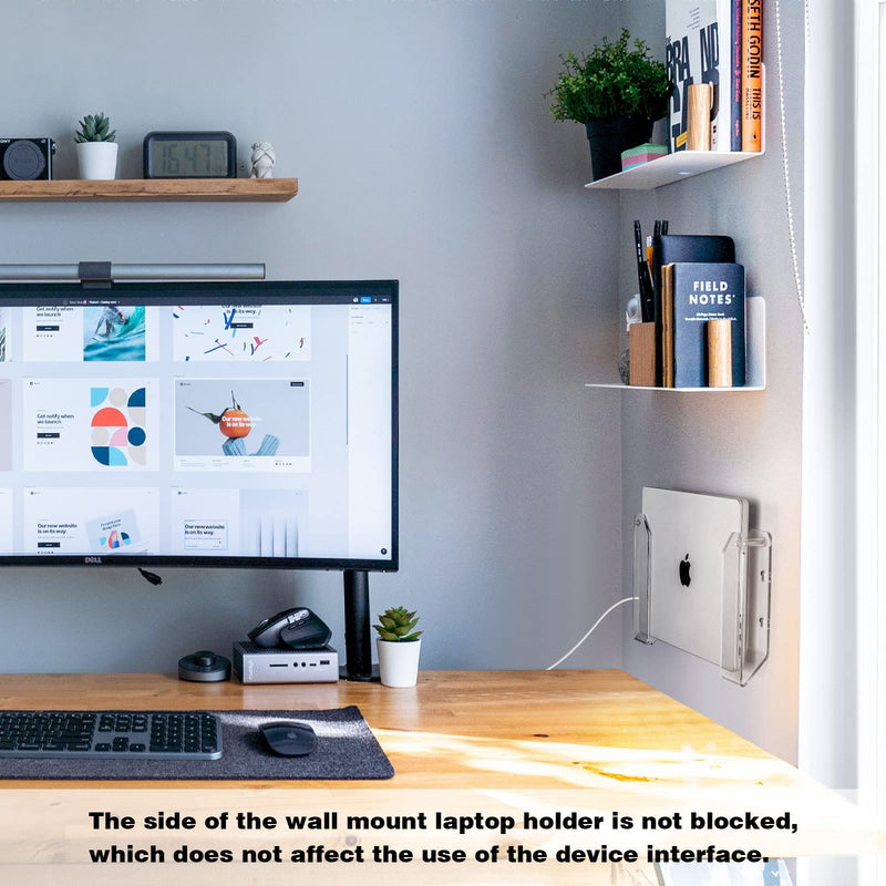 [Australia - AusPower] - SIPRDE Wall Mount Laptop Holder - Also Available as an Under Desk Laptop Mount, Clear Acrylic, with Adhesive & Screw, for Macbooks, Surface, Keyboards, Switch, Tablets & More 