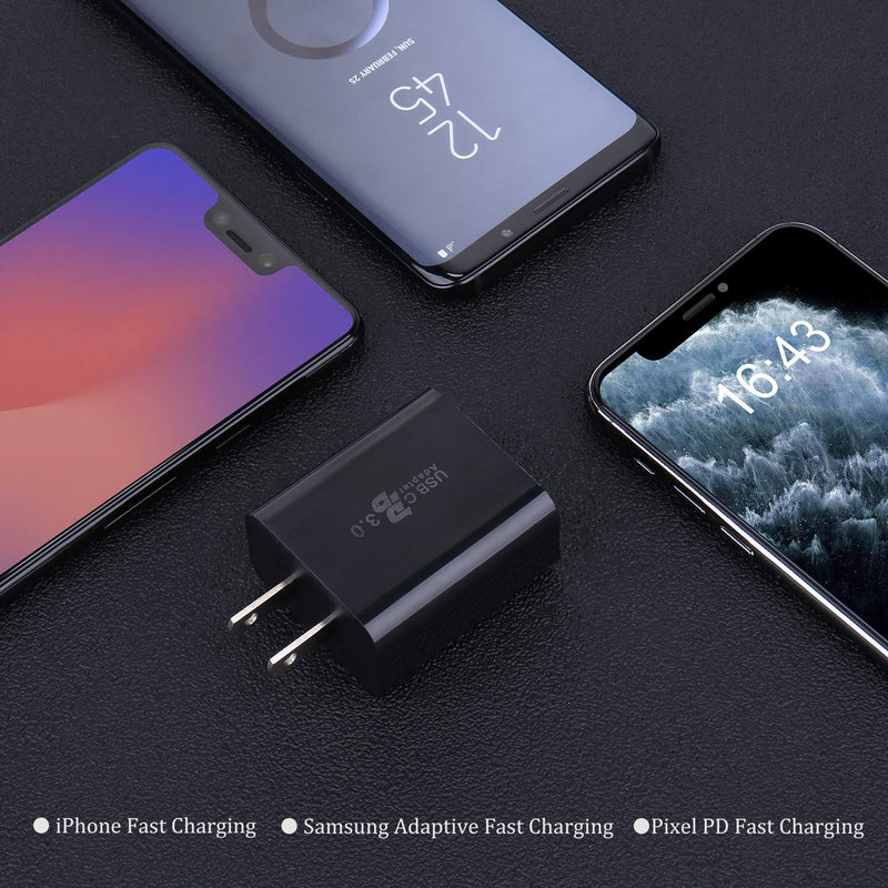 [Australia - AusPower] - USB C Fast Charger, Excgood 20W USBC Power Adapter PD3.0 Wall Charger Compatible with iPhone 12 Pro Max/13 Pro/11/X/Xr/Xs/8, Pad Pro, Pixel 3/3A/2/2XL/4, Samsung Galaxy S10/9,Note -Black&White Black&White 