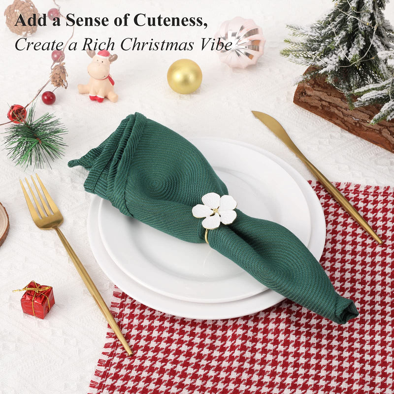 [Australia - AusPower] - Lewondr Napkin Rings, Set of 6 Flowers Napkin Ring Holders Dinner Tables Rings Elegant Ornament Table Setting Decoration for Wedding, Christmas, Thanksgiving, Holiday, Party, White 