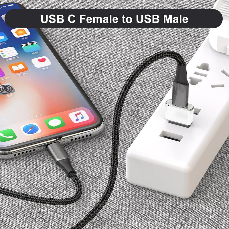 [Australia - AusPower] - USB C Female to USB Male Adapter 2 Pack,Type A Charger Cable Power Converter for Apple iWatch Watch Series 7 SE,iPhone 11 12 13 Pro Max,iPad Air 4 4th 5 5th Mini 6 6th Generation,Samsung Galaxy Tab S8 White 