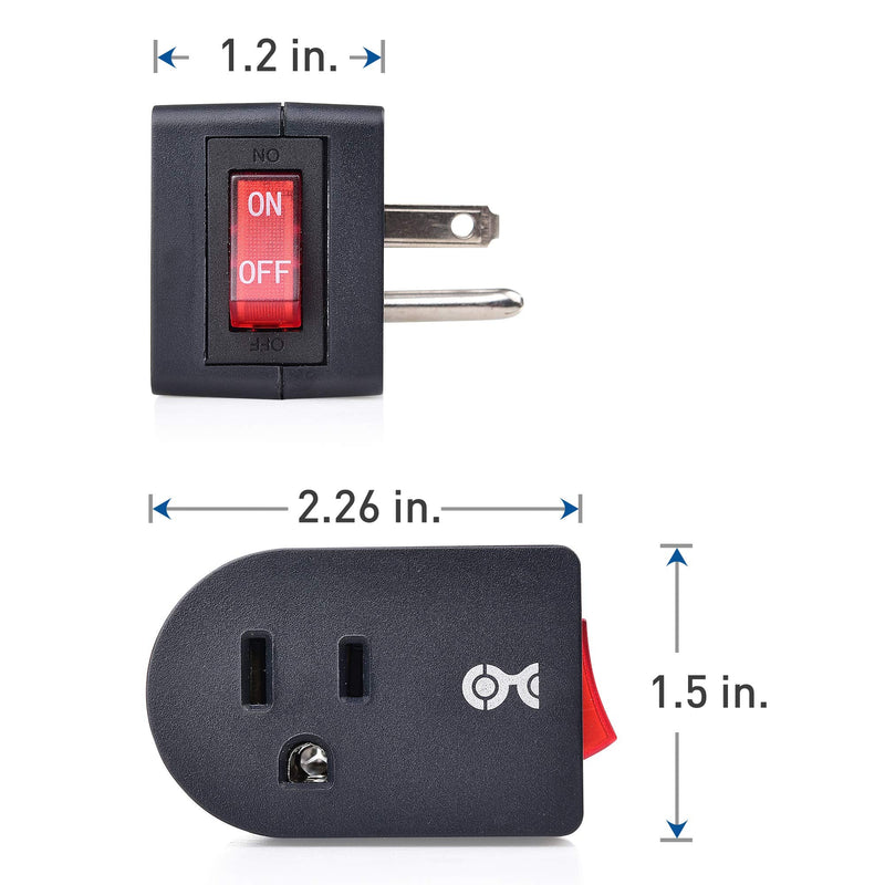 [Australia - AusPower] - Cable Matters 3 Pack Grounded Outlet with ON Off Switch, Single Outlet Switch/Plug Switch in Black 