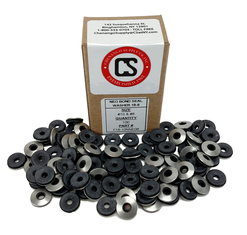 [Australia - AusPower] - #10 Neoprene EPDM Bonded Sealing Washers Stainless Steel 18-8, Neo Bond, 100 Pieces (#10 NEO Bond Washer) #10 NEO BOND WASHER 