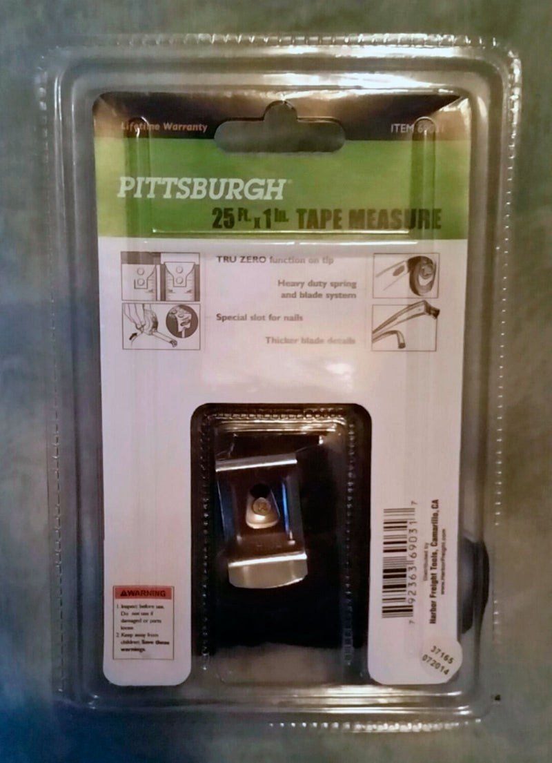 [Australia - AusPower] - Pittsburgh QuikFind Tape Measure ~ 25 Foot by 1 Inch, Easy to Read, High Strength ABS Rubber Wrapped Case (Black with Orange Trim) 