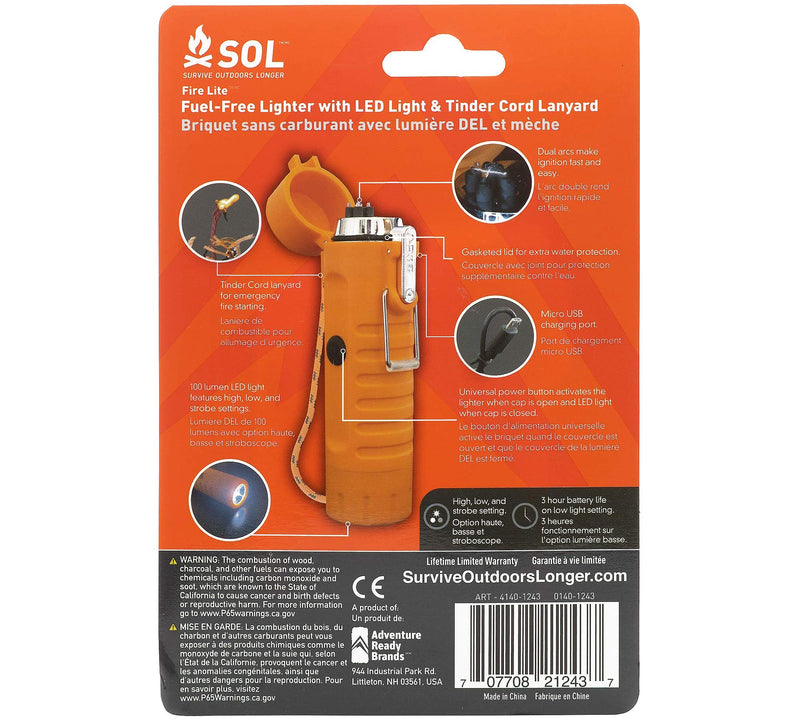 [Australia - AusPower] - S.O.L. Fire Lite Fuel Free Rechargeable Lighter 