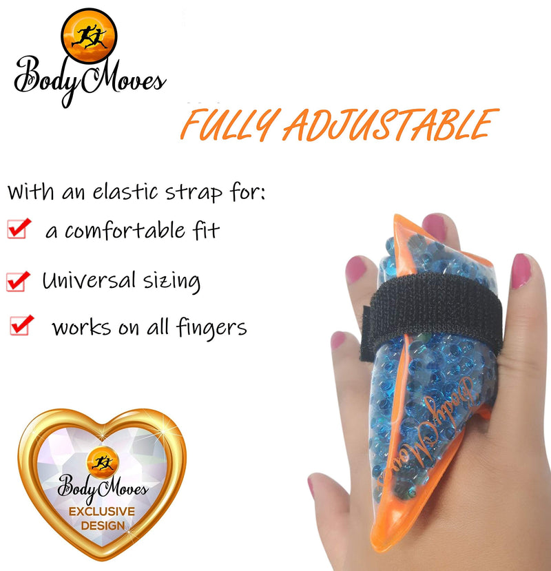 [Australia - AusPower] - BodyMoves Finger and Toe Gel Pack -Reusable hot and Cold Therapy for Trigger Mallet Broken Finger Injuries Pain Knuckle Joint Fracture cryotherapy Strain Sprain Fasciitis (2 pcs, Finger Gel Pack) 2 Count (Pack of 1) 