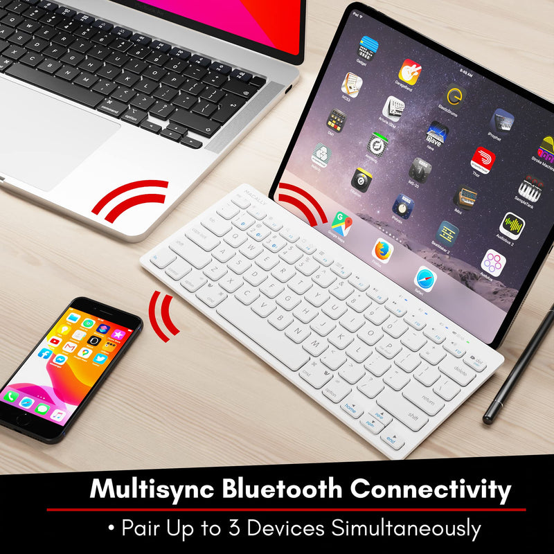 [Australia - AusPower] - Macally Bluetooth Keyboard for Mac - Multi Device Wireless Keyboard for Mac Mini / Pro, Macbook Pro / Air, iMac, iPad, iPhone, PC, Laptop - Compatible Apple Keyboard Wireless Compact with Stand 