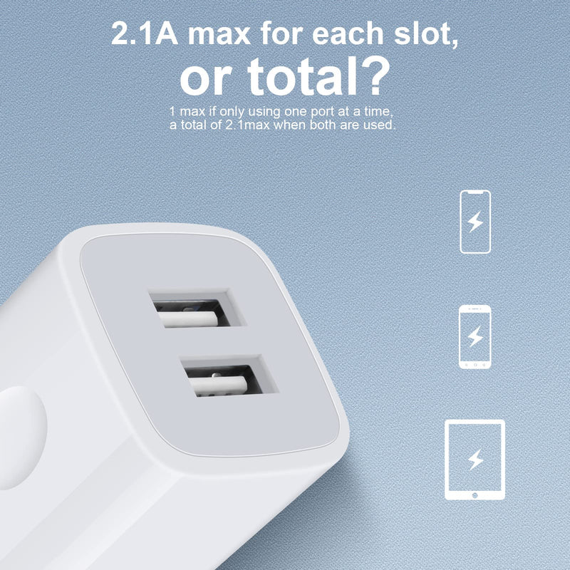 [Australia - AusPower] - USB Wall Charger, Charging Cube, Sicodo 3Pack Dual Port Charging Block Plug in Cell Phone Charger Box Brick USB Power Adapter for iPhone 13 12 SE 11 X XR XS 8, Samsung Galaxy S21 S20 10,Google,LG,Moto 3Pack-White 