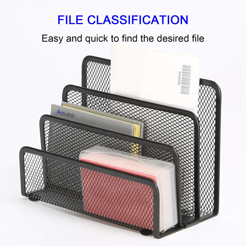 [Australia - AusPower] - Desk Mail Organizer, Anumit File Holder Letter Sorter with 3 Vertical Upright Metal Mesh Compartments Document, Filing, Folders, Mail, Paper Organizer for Home or Office Desktop (1PCS) 1pcs 