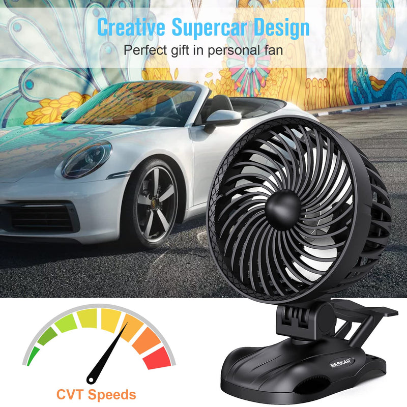 [Australia - AusPower] - Clip on Fan Small Desk Fan 2 In 1 - Personal USB Fan with CVT Speeds and Strong Airflow, Adjustable Tilt, The Quiet Little Fan for Office Home Bed - USB Cord Plug in Powered 