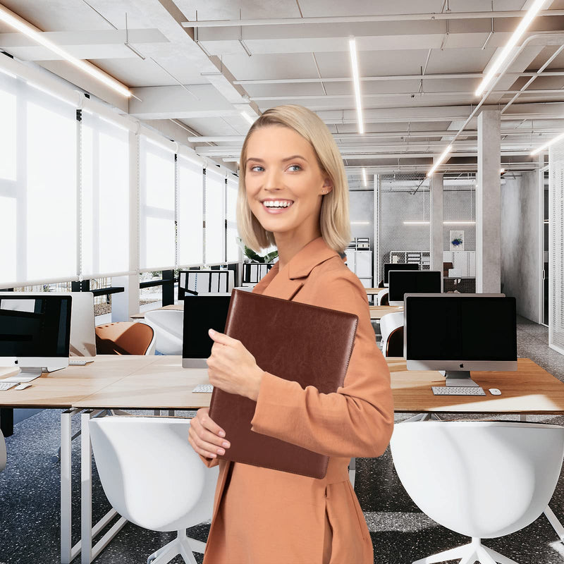 [Australia - AusPower] - Handsome Leather Business Portfolio Folder,Resume Folder-Interview/Legal Document Organizer & Business Card Holder - with Letter Writing Pad,A4 Binder & Office Conference Notepad Clip Boards, Brown 