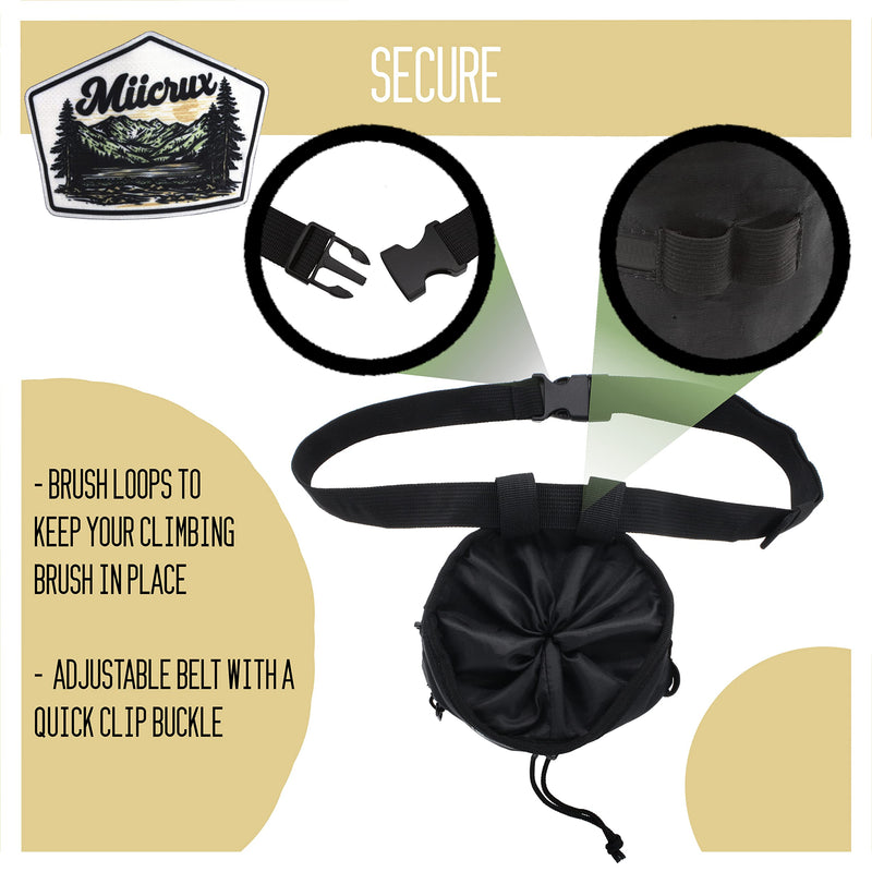 [Australia - AusPower] - Miicrux Chalk Bag, Rock Climbing, Bouldering, Adjustable Belt, 2 Zippered Pockets, Brush Loops, Weightlifting, Gymnastic, Crossfit, Dog Treat Bag 