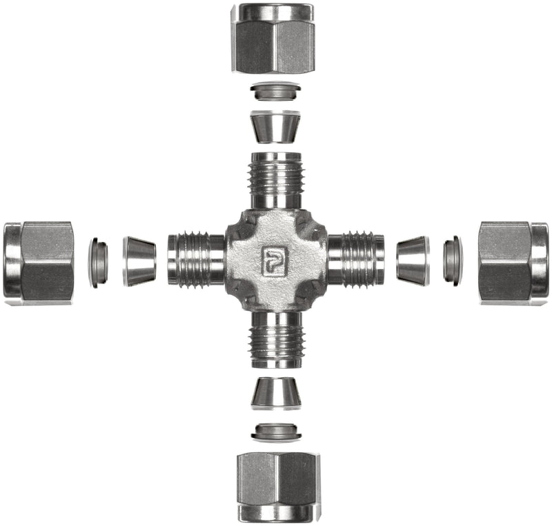 [Australia - AusPower] - Parker A-Lok 2ECR2-316 316 Stainless Steel Compression Tube Fitting, Cross, 1/8" Tube OD 1/8 Inch 