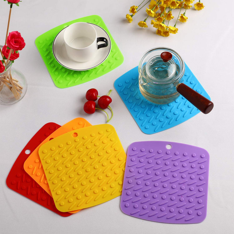 [Australia - AusPower] - 6 Pieces Silicone Pot Holders Mat, Hot Pots Pans Trivets, Non Slip Pot Holder for Kitchen Countertop Mats, Heat Resistant Table Placemats 