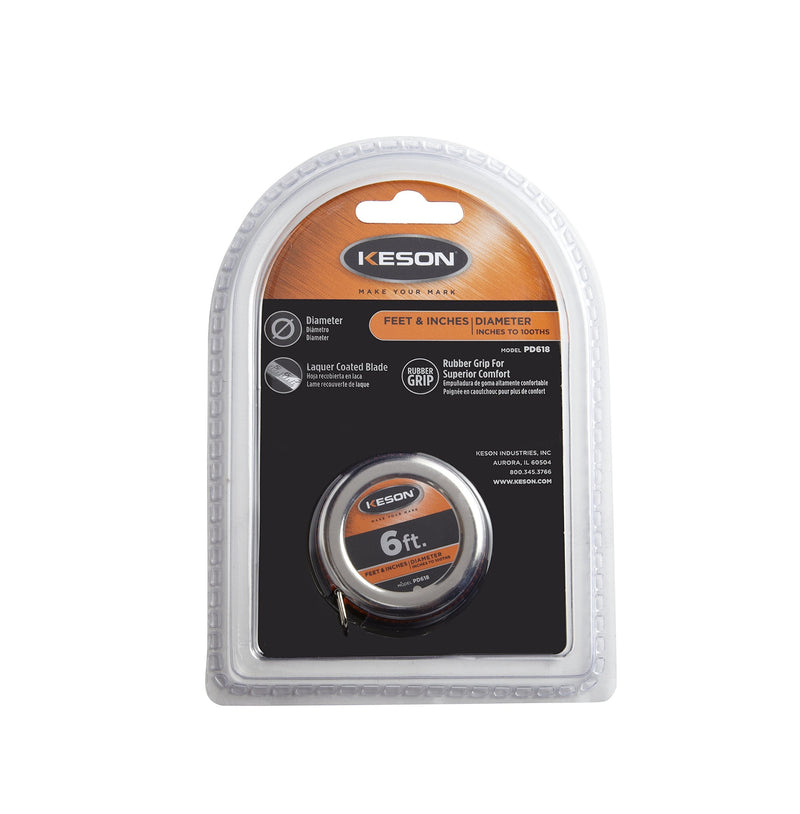 [Australia - AusPower] - Keson PD618 Diameter Measuring Tape with Steel Blade and Case, 1/4-Inch by 6-Foot 