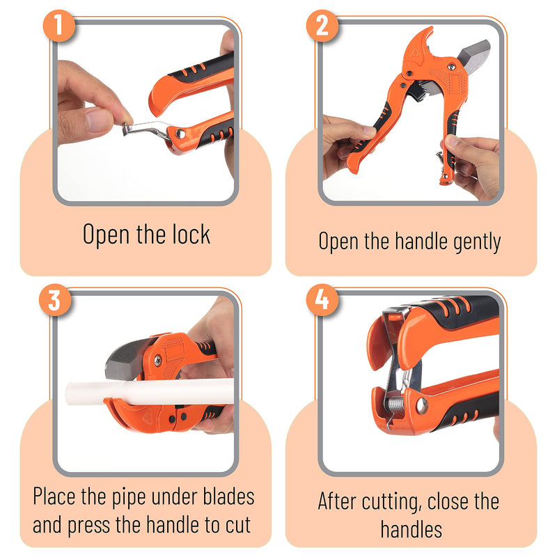 [Australia - AusPower] - Bates- PVC Pipe Cutter, Cuts up to 1-1/4", Ratcheting PVC Pipe Cutter Tool, Pipe Cutters PVC, PVC Pipe Shears, PVC Cutter, Plastic Pipe Cutter, PEX Pipe Cutter, PVC Cutter Tool, PVC Ratchet Cutter 