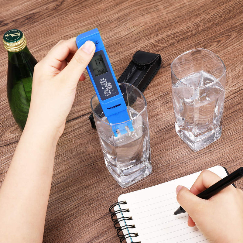[Australia - AusPower] - VIVOSUN TDS Tester 3-in-1 TDS EC & Temperature Meter Ultrahigh Accuracy Digital Water Quality TDS Tester (Blue) 