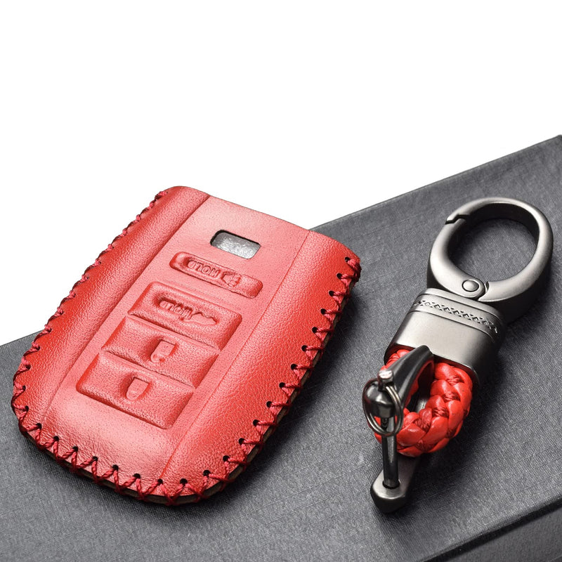 [Australia - AusPower] - Vitodeco Leather Smar Key Fob Case Compatible with Acura RDX, MDX, ILX, TLX 2016-2020 (4-Button, Red) 4-Button 