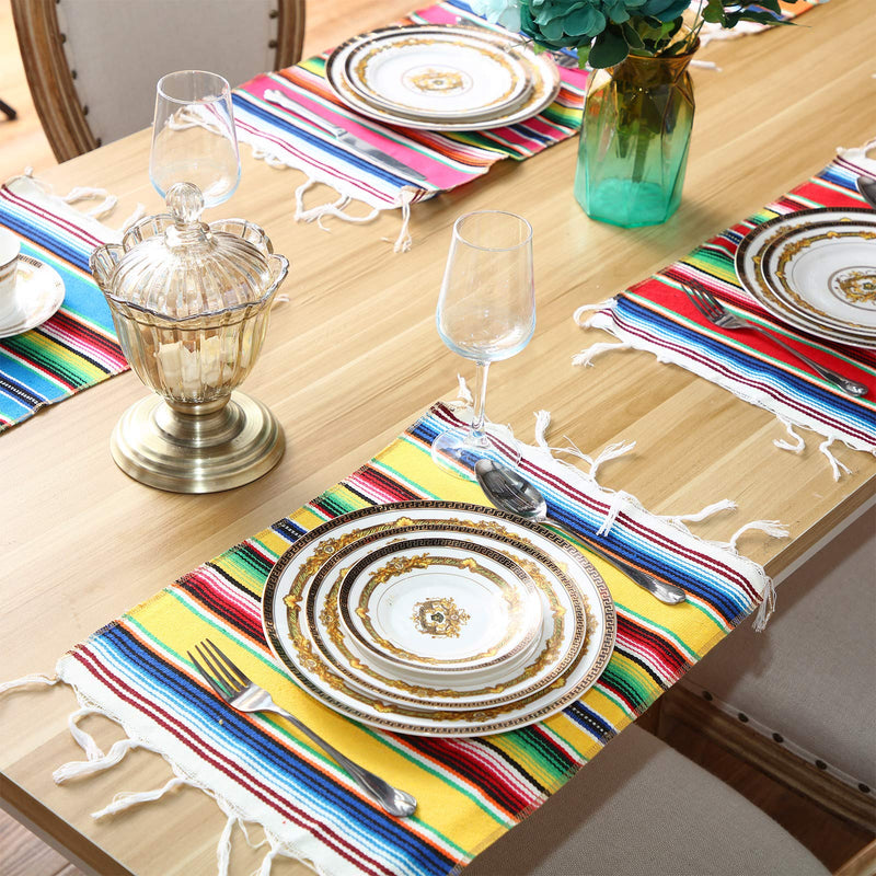 [Australia - AusPower] - 10 Pieces Mexican Table Place Mats Assorted Mexican Serape Placemats Washable Table Mats for Cinco de Mayo Mexican Fiesta Party Wedding Decorations, 18.1 x 12.6 Inch Multicolored 10 