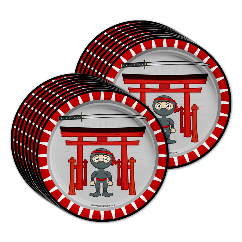 [Australia - AusPower] - Ninja Warrior Birthday Party Supplies Set Plates Napkins Cups Tableware Kit for 16 