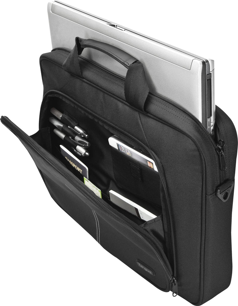 [Australia - AusPower] - Targus Intellect Slim Slipcase Bag with Durable Water-Resistant Nylon, Two Large Exterior Pockets, Removable Shoulder Strap, Protective Sleeve for 12.1-Inch Laptop and Tablet, Black (TBT248US) 12.1 inch 