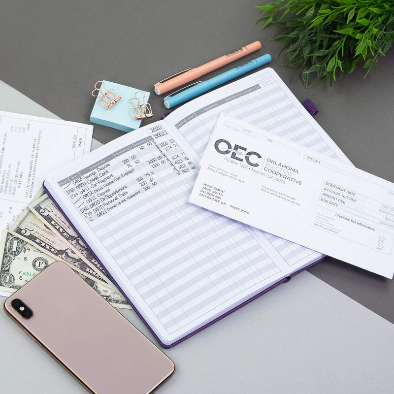 [Australia - AusPower] - Clever Fox Check Register – Deluxe Checkbook Log with Check & Transaction Registers, Bank Account Register Booklets for Personal and Work Use, A5 Hardcover - Purple A5 (5.8'' x 8.3'') 