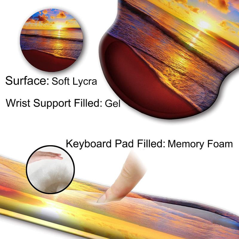 [Australia - AusPower] - Mouse Pad and Keyboard Wrist Rest Support, with Non-Slip PU Base,Gel Mouse Pad with Coaster,Pain Relief for Gaming, Computer,Office -Sunset Beach B-Sunset Beach 
