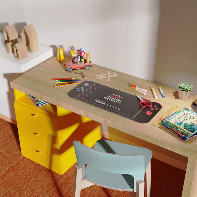 [Australia - AusPower] - Uncommon Desks Kid's Desk Mat - For Schoolwork Arts & Crafts - Fun Computer & Mouse Pad Blotter - Washable Cover - Student School Organizer - Cute Office, Home School Supplies - Game Controller Design 