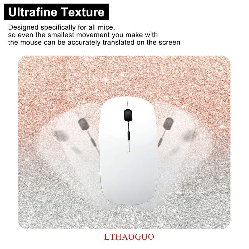 [Australia - AusPower] - LTHAOGUO Mouse pad, Trendy Rose Gold Glitter Ombre Silver Waterproof Non-Slip Rubber Mousepad, Laptop Office Computer Decor Cute Desk Accessories Customized Design and Rose Gold and Silver Glitter Ombre 